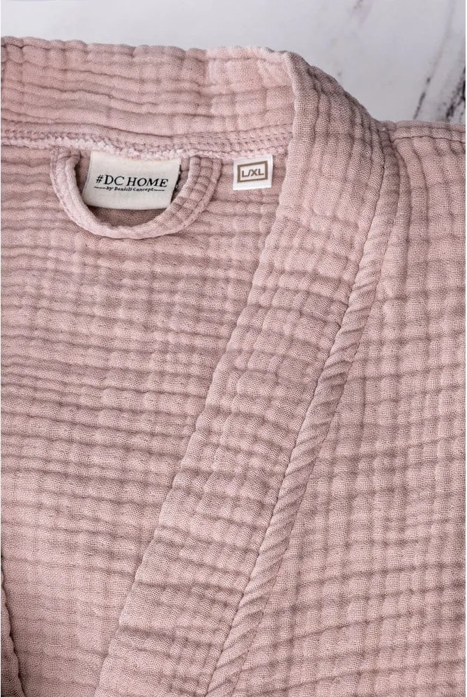 Accappatoio rosa in mussola S/M Kimono – Foutastic