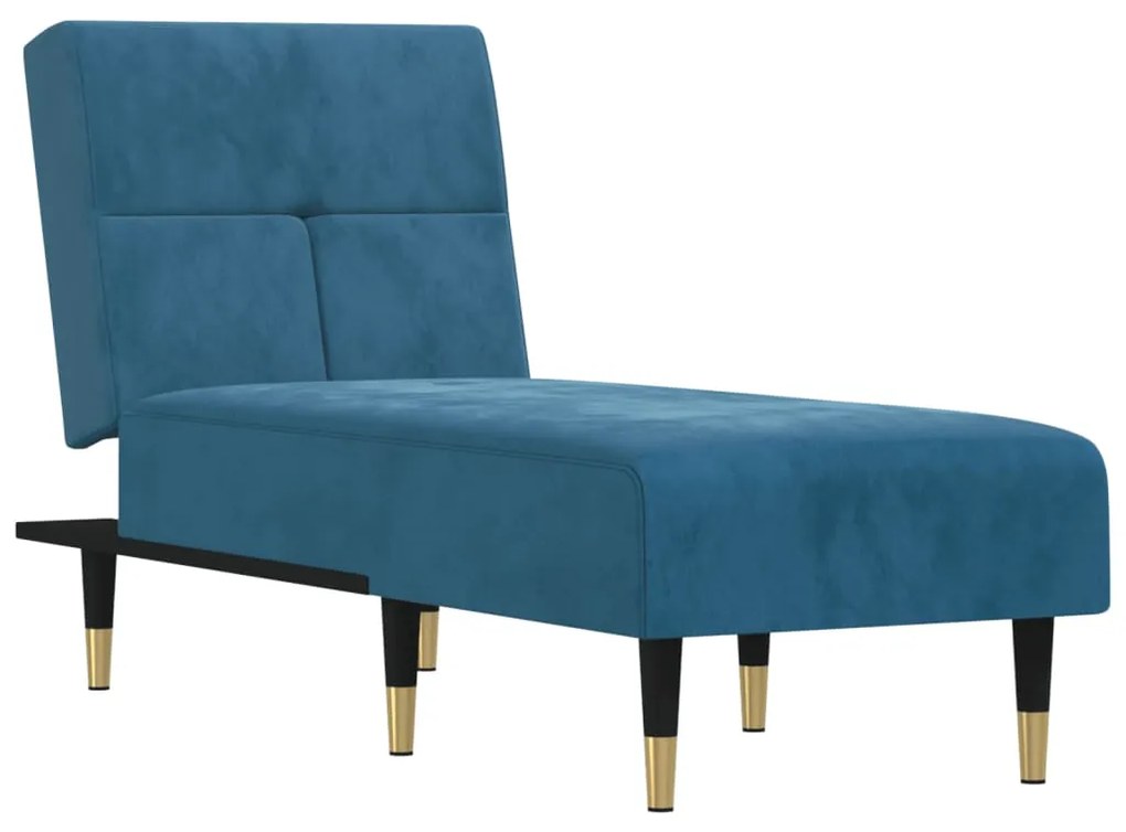 Chaise longue in velluto blu