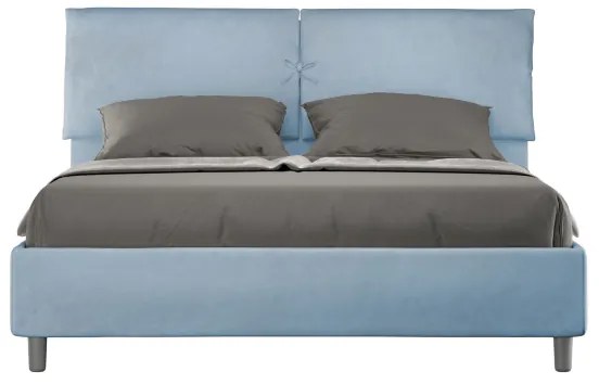 Letto contenitore da 160x200 in microfibra azzurro Mados