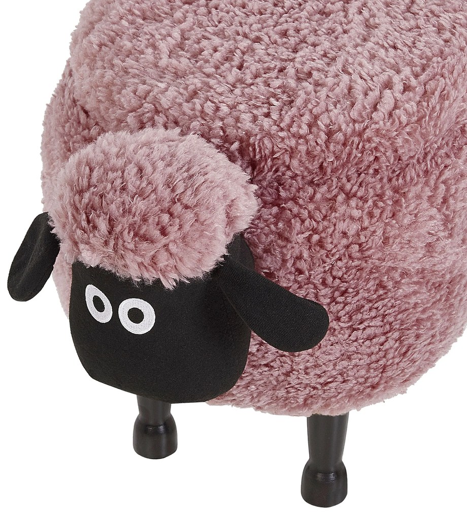 Pouf animaletto in tessuto rosa SHEEP Beliani