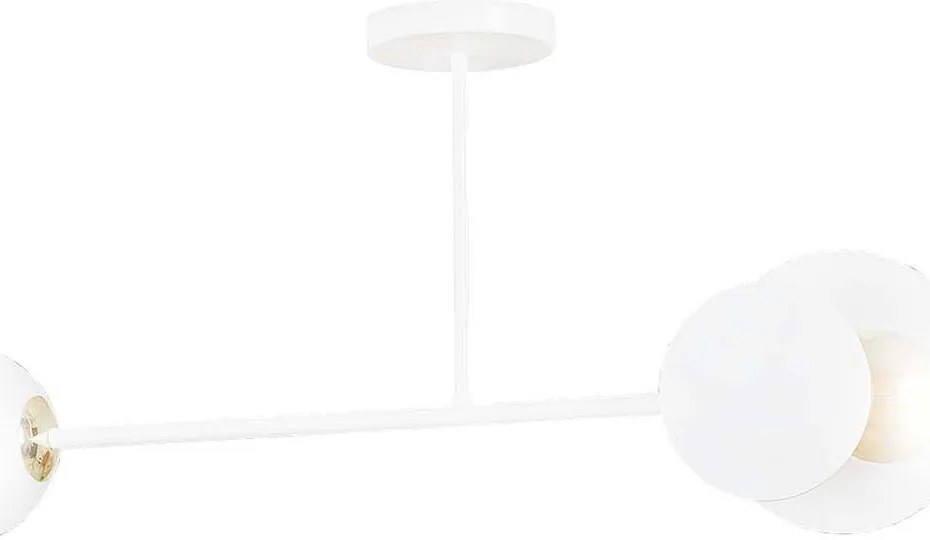 Plafoniera 2 Luci Inari In Acciaio Bianco E Sfera In Vetro Opalino