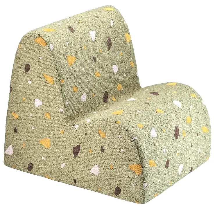 Poltrona per bambini verde con rivestimento in bouclé e ciniglia Terrazzo Cloud – Wigiwama