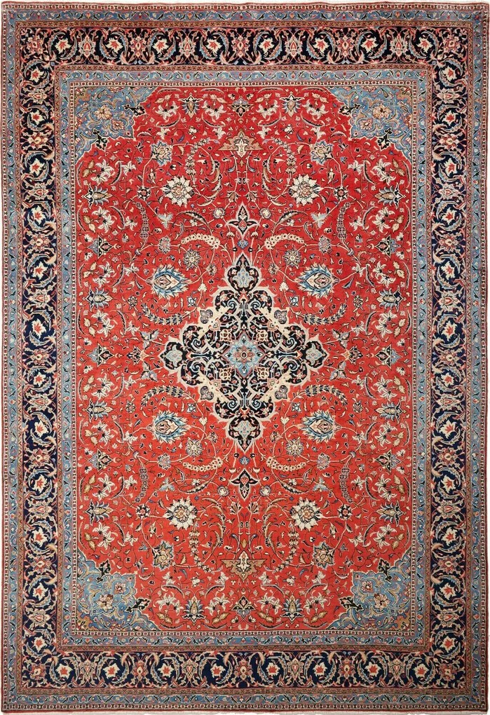 Sarouk Tappeto 270x380 Rosso (Iran) Annodato A Mano