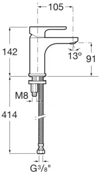 Roca A5A3K09C00 - Miscelatore per lavabo L20 14,2 cm cromo lucido
