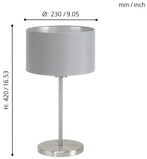 Eglo 31628 - Lampada da tavolo MASERLO 1xE27/60W/230V