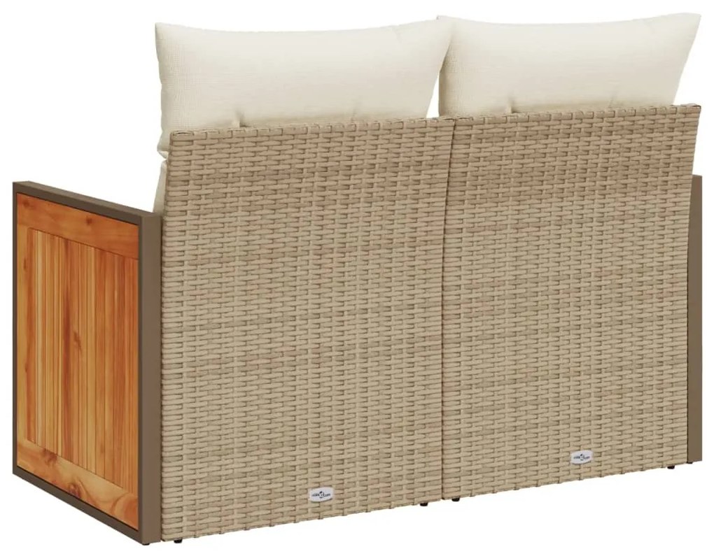 Divano da Giardino con Cuscini a 2 Posti Beige in Polyrattan