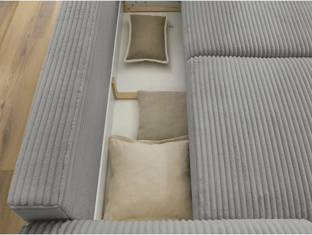 Divano in grigio scuro allungabile con rivestimento in velluto a coste 257 cm Lucien – Bobochic Paris