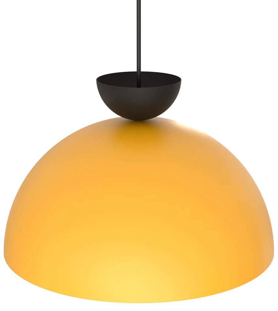 Lampadario Minimal Efesto Acciaio Nero Arancione 1 Luce Gx53