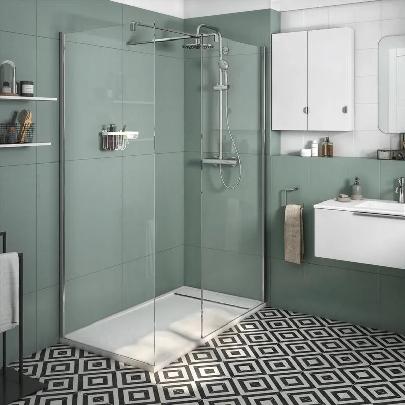 Box doccia walk-in Neo, vetro 8 mm, L 78.6-79.5 cm x H 200 cm, profilo cromo