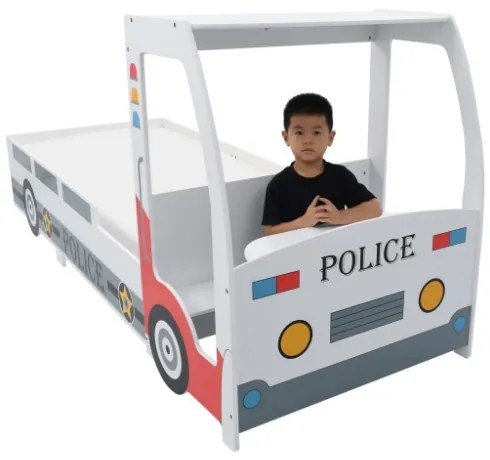 Letto Bimbo Auto della Polizia con Scrivania 90x200 cm