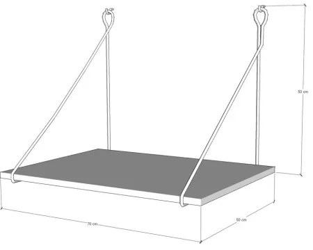 Tavolo da lavoro a parete TUNA 50x70 cm marrone/nero