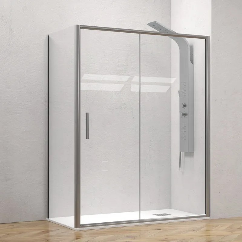 Box doccia angolare 80x100 telaio argento opaco scorrevole | KE-4000A - KAMALU