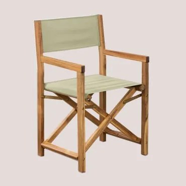 Sedia Da Regista Da Giardino Pieghevole In Legno Di Acacia Bardem Verde Bambù - Sklum