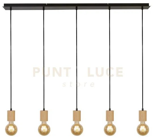 Spinny 5lt bar pendant - legno e metallo nero opaco