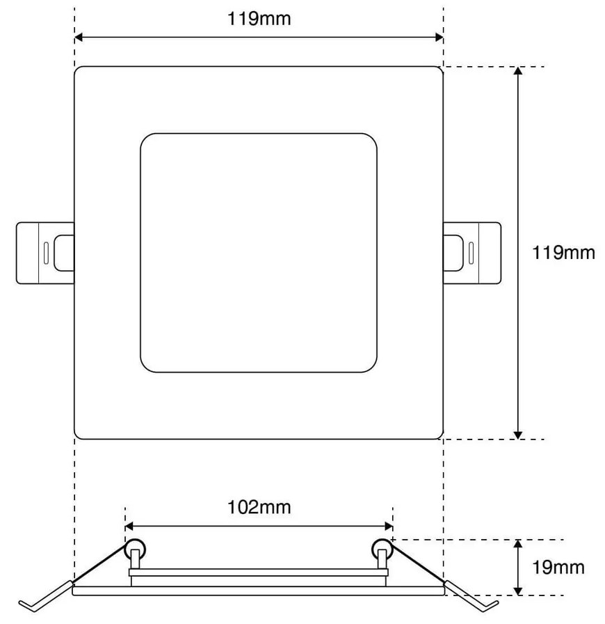 Pannello LED Quadrato 8W 800lm Foro 110x110mm Osram chip LED Colore Bianco Caldo 3.000K