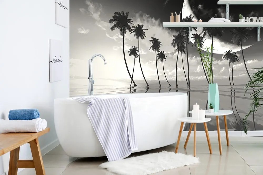 Carta da parati – Palme tropicali in bianco e nero