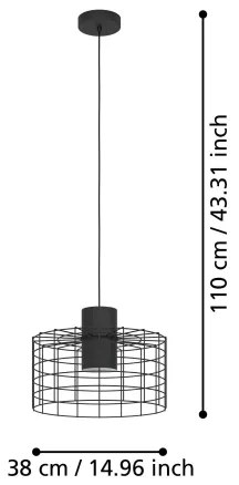 Eglo 43627 - Lampadario su corda  MILLIGAN 1xE27/40W/230V d. 38 cm nero