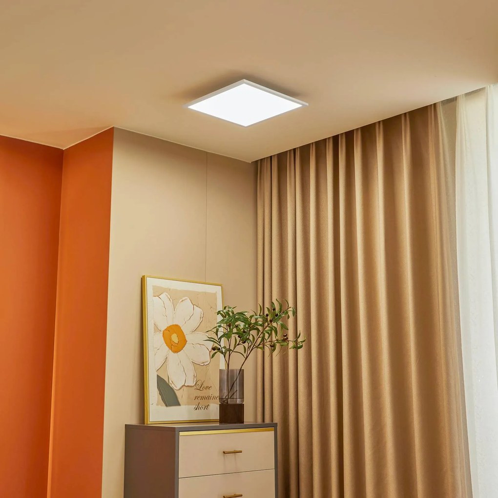 Pannello LED Lamin Lindby, dimmerabile, Bianco / Opale, Soggiorno / Sala da pranzo, Moderno, Plafoniera LED