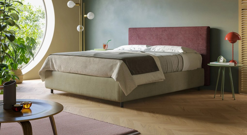 Sara sommier con giroletto contenitore in tessuto impermeabile T02 panna