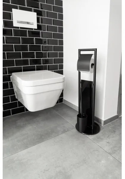WENKO 24982800 - Set WC RAVINA 20x70 cm acciaio inox/nero
