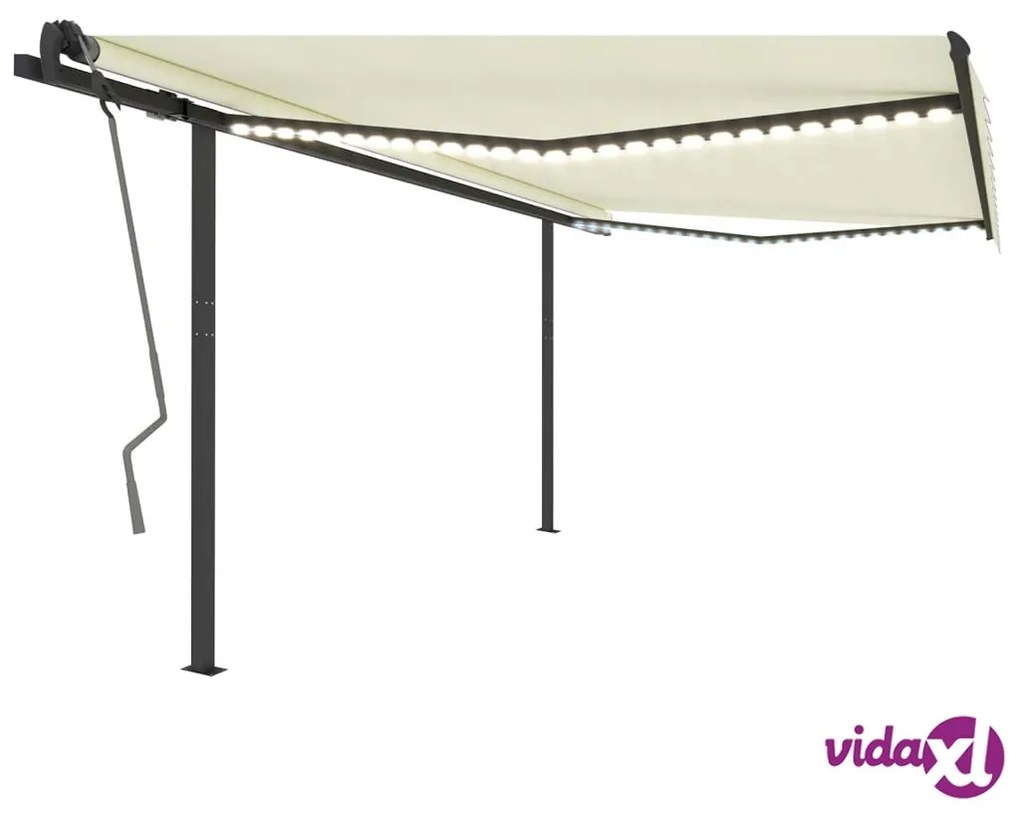 vidaXL Tenda da Sole Retrattile Manuale con LED 4,5x3 m Crema