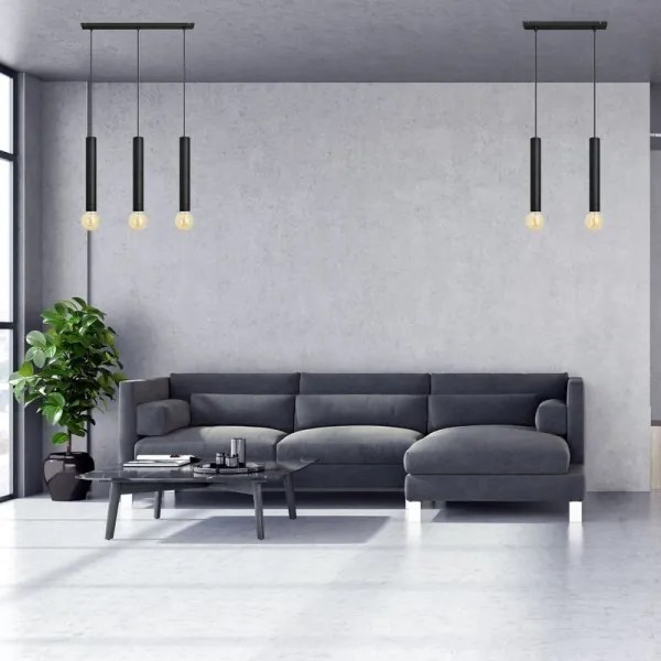 Lampadario a sospensione con filo TUBA 3xE27/15W/230V nero