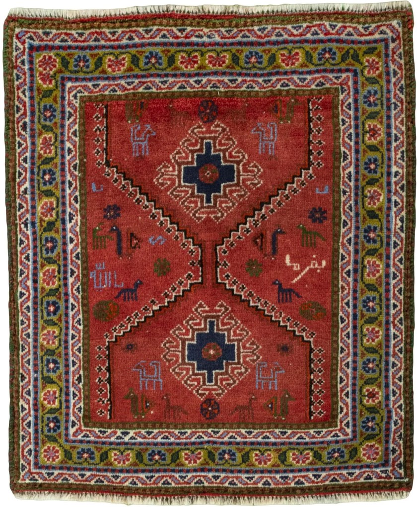 Shiraz Tappeto persiano 60 x 80 Rosso (Iran) Annodato A Mano