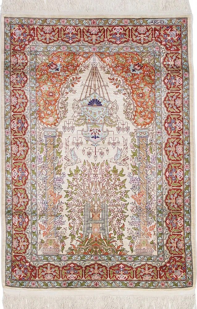 Hereke Tappeto 90 x 120 Rosa (Tacchino) Annodato A Mano