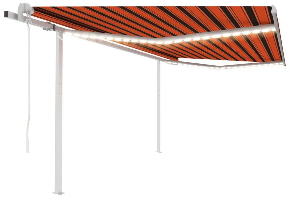 Tenda Automatica Sensore Vento E Led 4,5x3,5 M Arancio Marrone /
