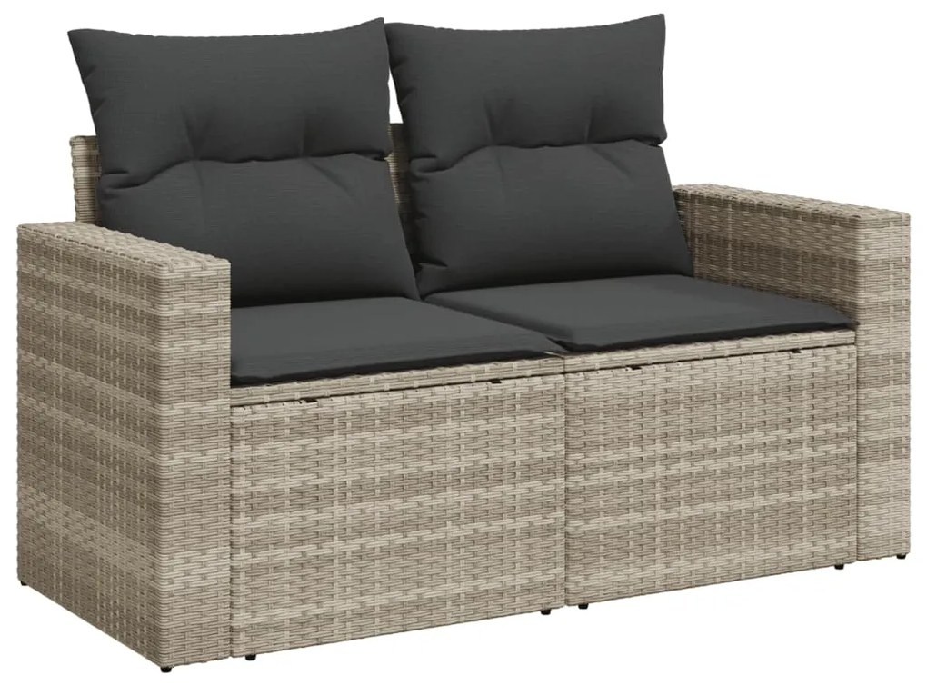 Divano da giardino con cuscini 2 posti grigio chiaro polyrattan