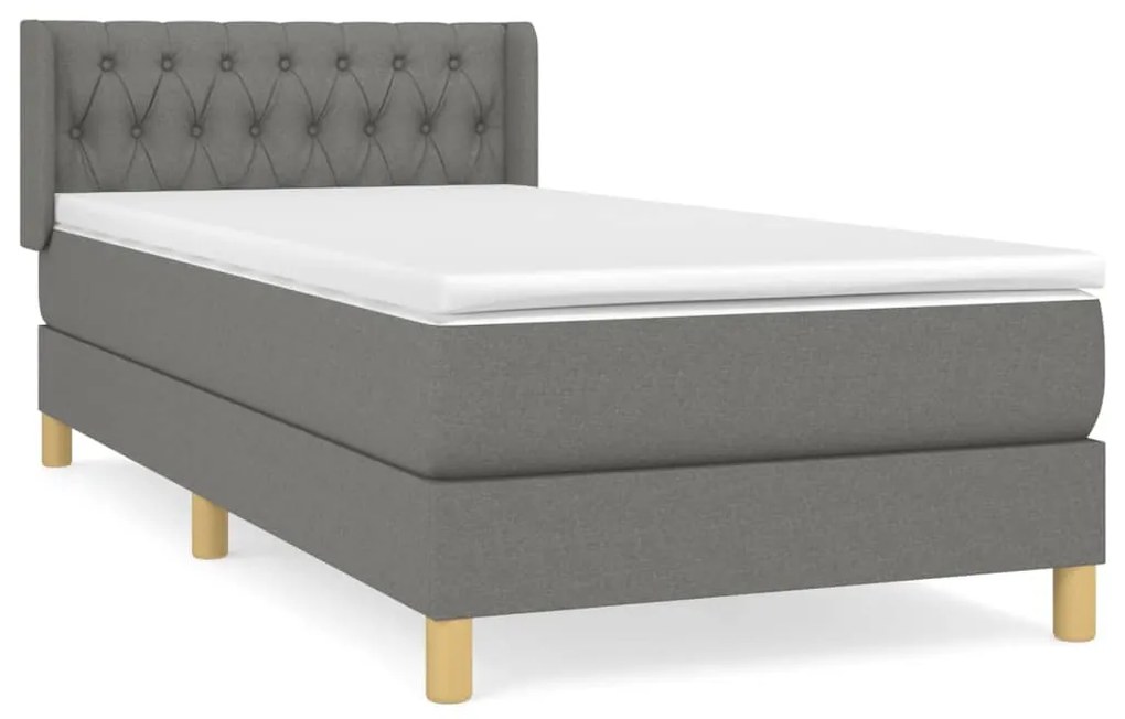 Giroletto a molle con materasso grigio scuro 90x200 cm tessuto