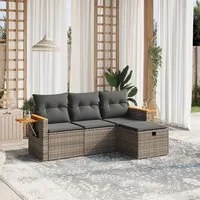 Set Divani da Giardino 4 pz con Cuscini in Polyrattan Grigiocod mxl 115168