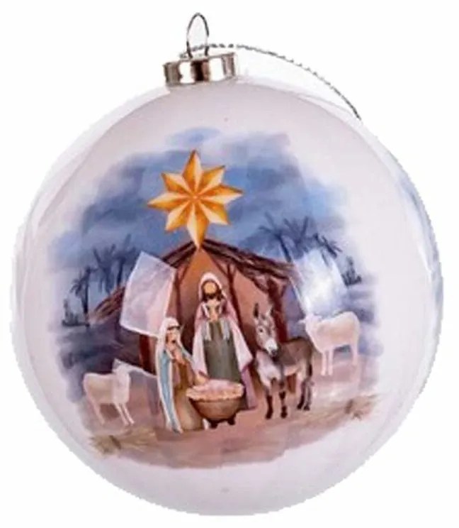 Palle di Natale Multicolore Carta Polyfoam Natività/Presepe 7,5 x 7,5 x 7,5 cm (14 Unità)