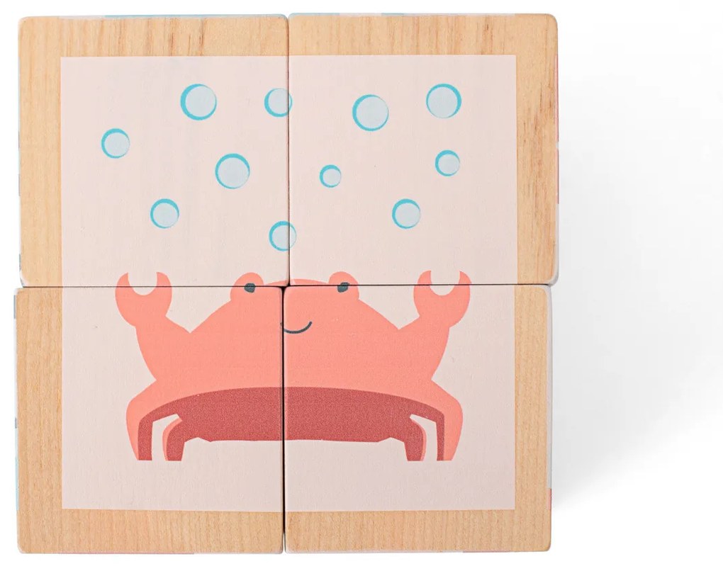 Cubi illustrati in legno con animali - 4 pezzi