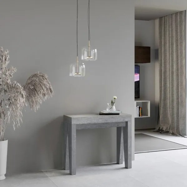 Consolle 90x40 cm allungabile a 196 cm NAXY SMALL Cemento