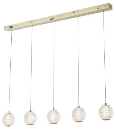 Allure 5lt bar pendant - metallo ottone satinato e acrilico traspar...