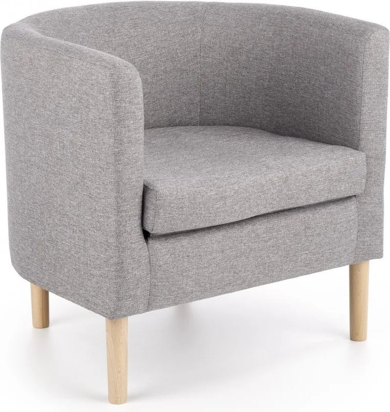 Poltrona Clubby in tessuto grigio/legno naturale - H64 cm