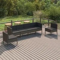 Set Divani da Giardino 8 pz con Cuscini in Polyrattan Grigio 3094350