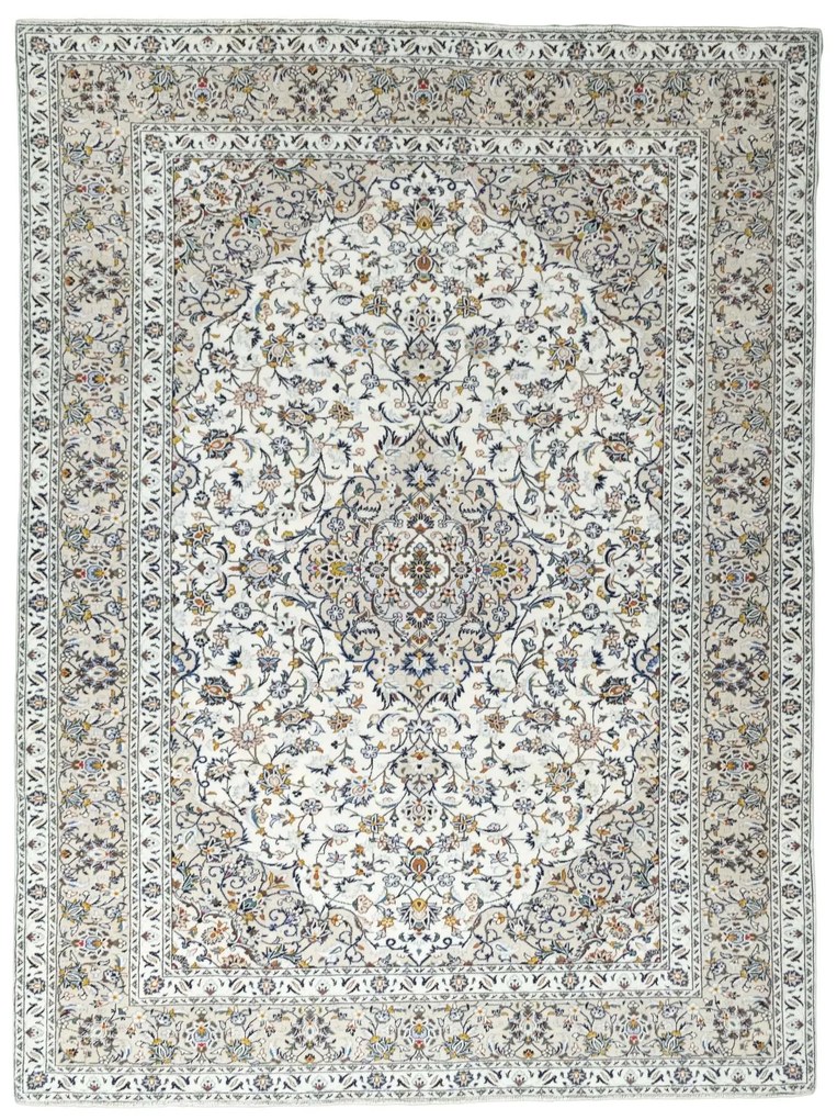 Kashan Tappeto 250x340 Beige (Iran) Annodato A Mano
