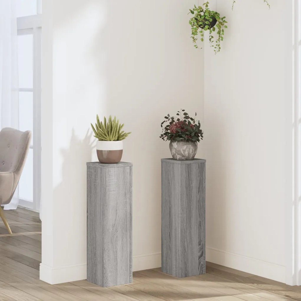 Supporti Per Piante 2 Pz Grigio 17x17x60 Cm İn Multistrato /