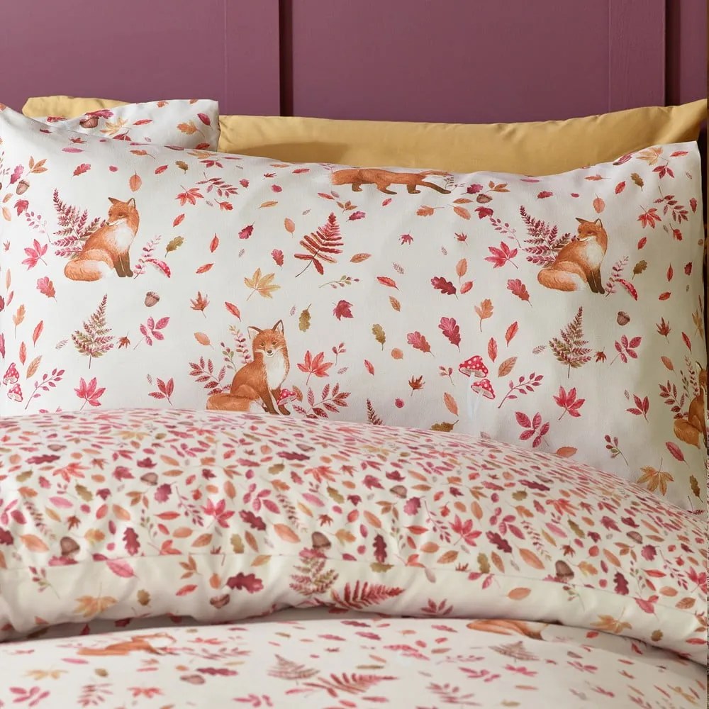 Set copripiumino e federa arancione e beige per letto singolo 135x200 cm Woodland Fox – Catherine Lansfield
