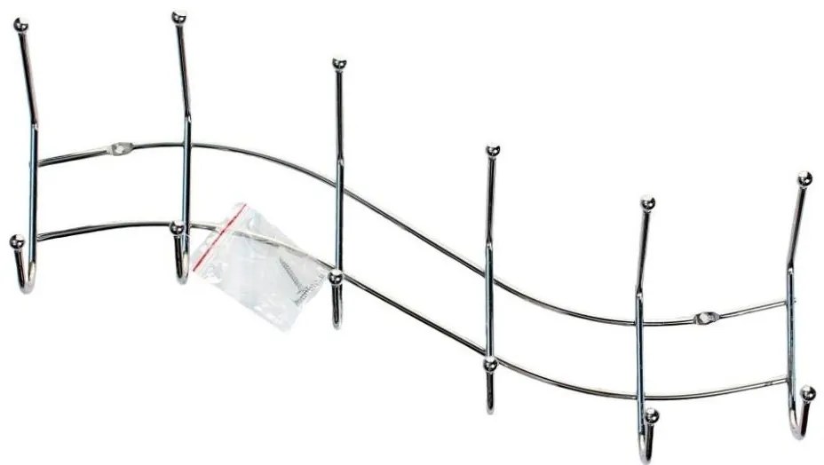 Appendiabiti da parete 13,5x44,5 cm, finitura cromata lucida, design ondulato