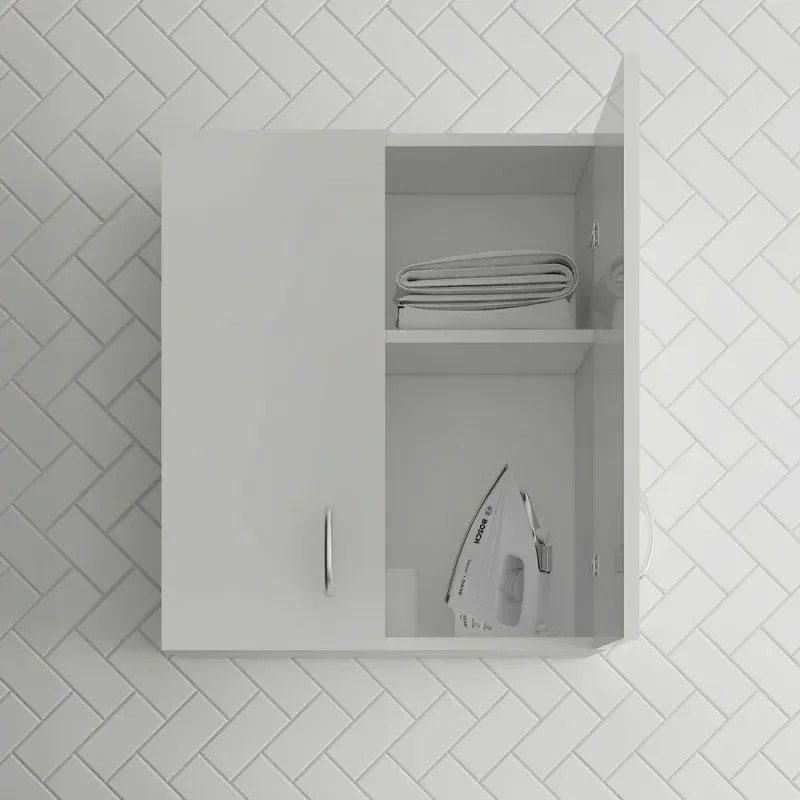 Set da 60 cm con lavatoio colonna e pensile in legno bianco Fedra