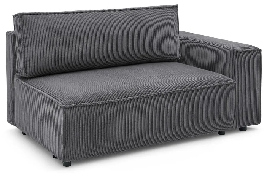 Modulo divano in velluto a coste grigio scuro, angolo destro Nihad modular - Bobochic Paris