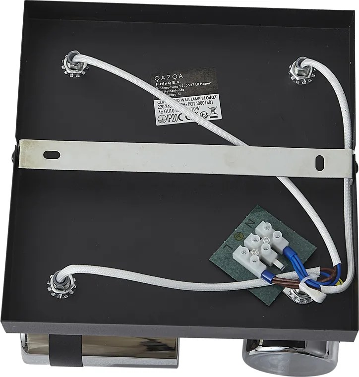 Faretto da soffitto nero con vetro fumé 4 luci ruotabile e inclinabile - Gianni