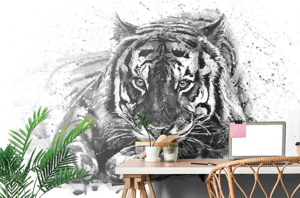 Carta da parati – Predatore di animali in bianco e nero
