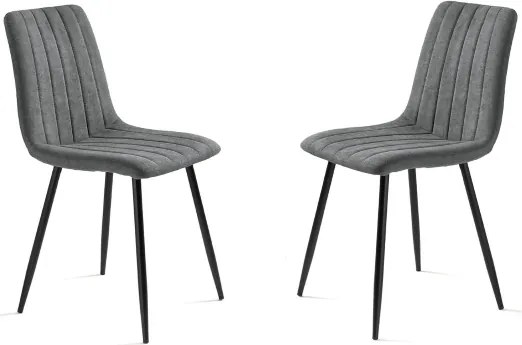 Sedia da pranzo in tessuto Grigio Scuro gambe metallo nere - KOLE 2 sedie
