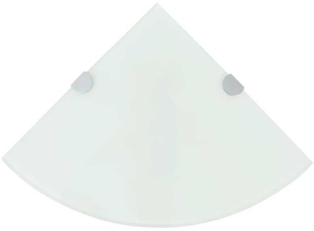 Scaffali Angolari 2 Pz Supporti Cromati E Vetro Bianco 25x25 Cm /