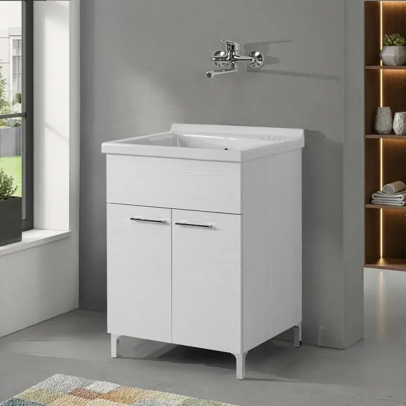 Lavatoio in ceramica 61x61 cm ad incasso per mobile modello Revine