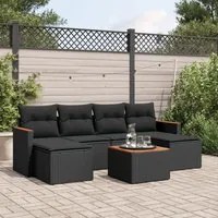 Set Divani da Giardino con Cuscini 7pz Nero Polyrattan 3226223